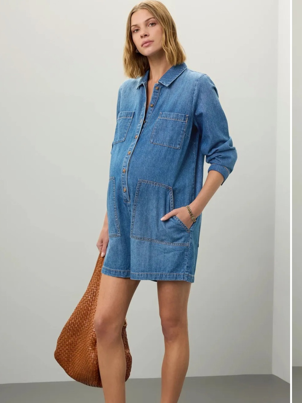 Hatch Maternity Denim Romper